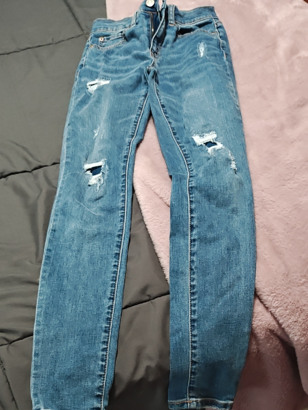 Aeropostale Distressed Blue Skinny Jeans